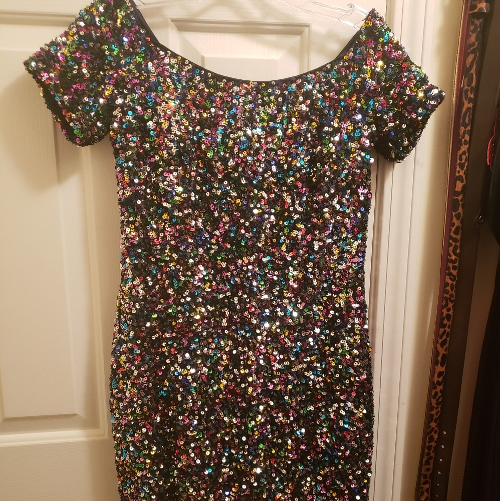 Sparkly Gianna Bini Multicolored Sequin Dress - image 2